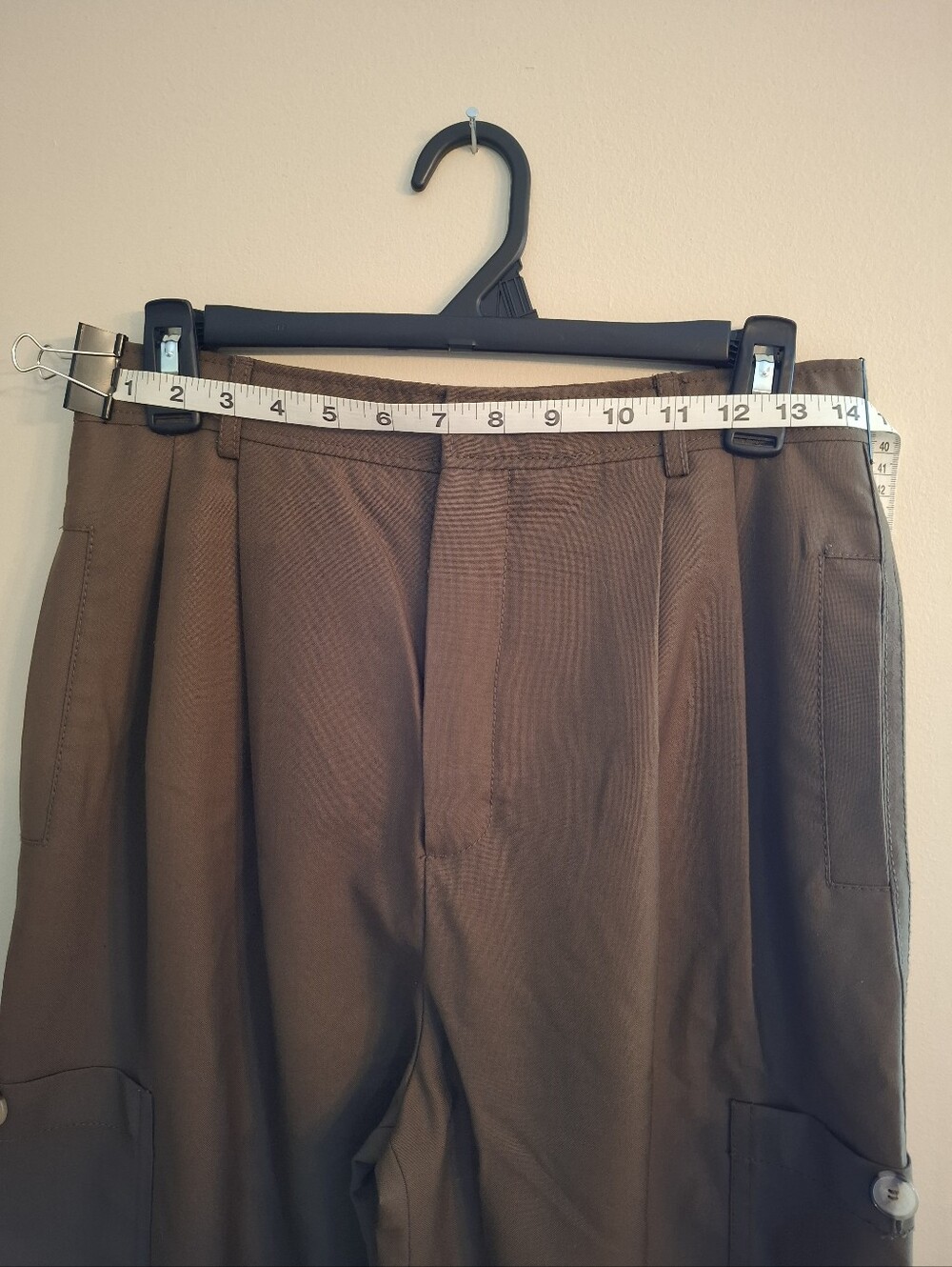 ZARA Women's Chocolate Brown High Waisted Wide Leg Cargo Casual Dress Pants - Picture 7 of 10